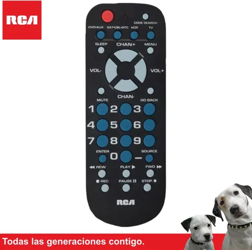 Vista 2 de RCA mando a distancia universal tamaño de la palma 4-Dispositivo Negro
