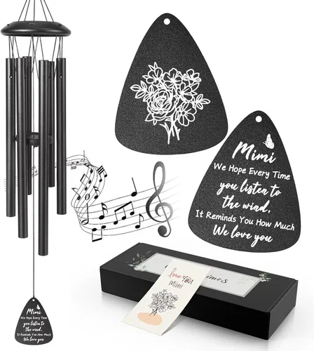 Vista 14 de Regalo para papá, campanillas de viento negras de 25 pulgadas, regalos de cumpleaños para papá de hija e hijo, regalos de papá para el día