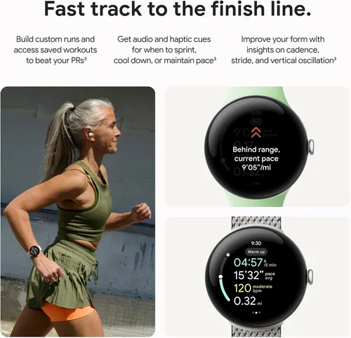 Vista 4 de Google Pixel Watch 3 (41mm) Modelo más reciente - Reloj inteligente Android - Caja de aluminio negro mate - Banda Obsidian - LTE (reacondicionado)