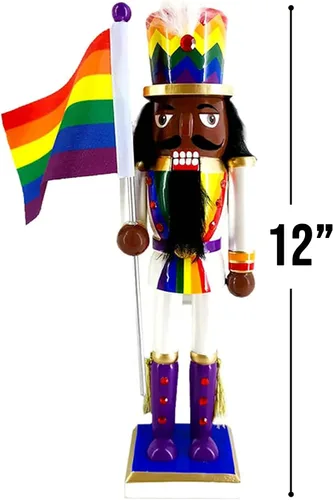 Vista 2 de Nutcracker Ballet Gifts, Adornos de Navidad de cascanueces del orgullo de soldado, decoración de figura de madera afroamericana con uniforme blanco