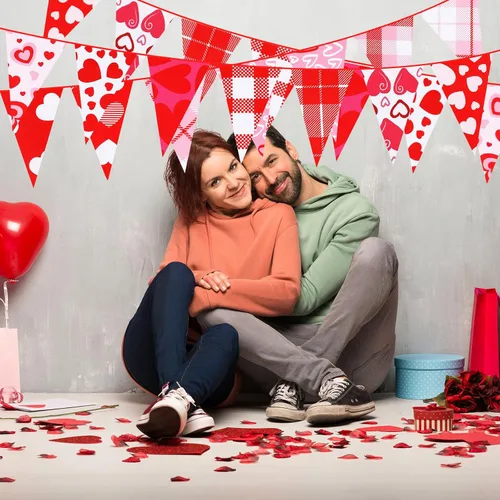Vista 3 de Ganeen Paquete de 100 piezas de tela para el día de San Valentín de 10 x 10 pulgadas, paquete de tela con estampado de corazón rosa, rojo, rosa