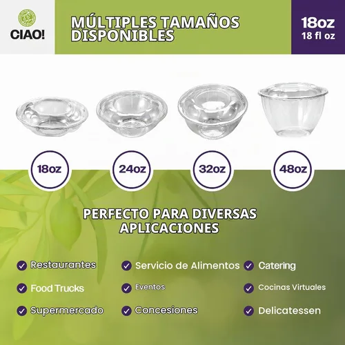 Vista 5 de CIAO! Tazón de fruta y ensalada PET transparente de 18 oz con tapa de cúpula rosa (150/caja)
