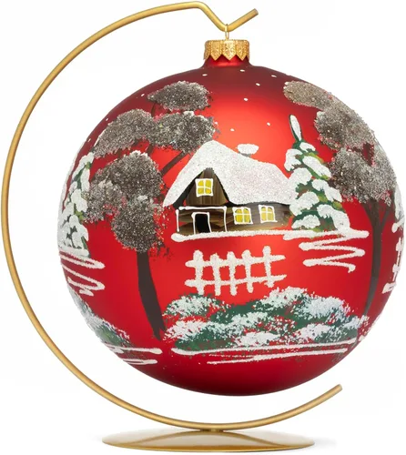Vista 13 de Adorno de Navidad de Polish Gallery, Explosión Invernal, Bola de Vidrio Soplado (Oro, 6-pulgadas Ø/150mm)