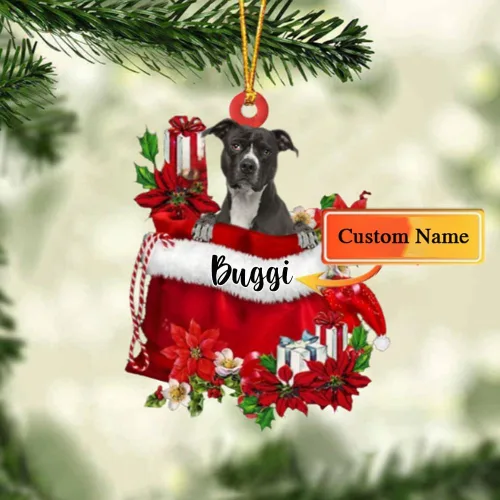 Vista 65 de Perro Akita Inu personalizado en bolsa de regalo, adorno de Navidad, nombre personalizado, regalo para amantes de los perros, familia, Navidad