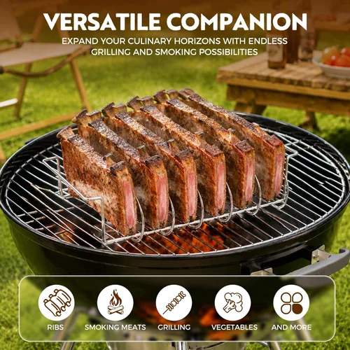 Vista 4 de Rejilla para ahumar y asar a la parrilla, tiene capacidad para 5