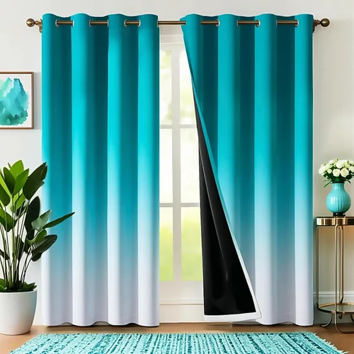 Vista 13 de WUBODTI 2 paneles de cortinas traslúcidas color negro degradado para dormitorio, sala de estar, 84 pulgadas de largo, 2 paneles de cortinas
