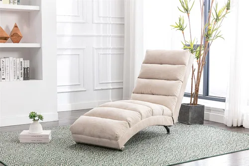 Vista 2 de Chaise Lounge de lino para interiores con función de masaje eléctrico, moderna silla reclinable para oficina, sala de estar o dormitorio