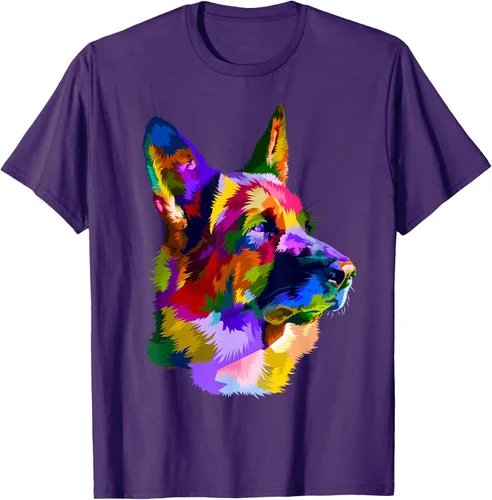 Vista 103 de Camiseta con retrato de pastor alemán para dueños de perros, Negro, S