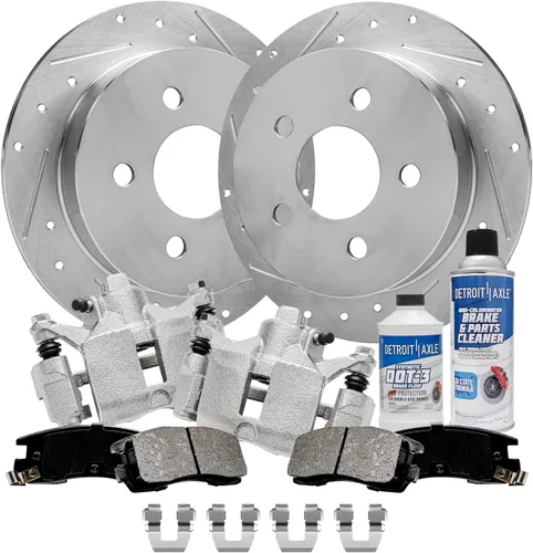 Vista 106 de Detroit Axle - Rotores de freno para Ford 2013-2019 Explorer Taurus Flex Lincoln MKT MKS, rotores de freno de disco ranurados perforados de repuesto