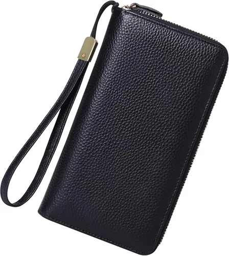 Vista 7 de SENDEFN Cartera grande de cuero con bloqueo RFID y cremallera alrededor para mujer, tarjetero de crédito con bolsillo con cremallera, Doble