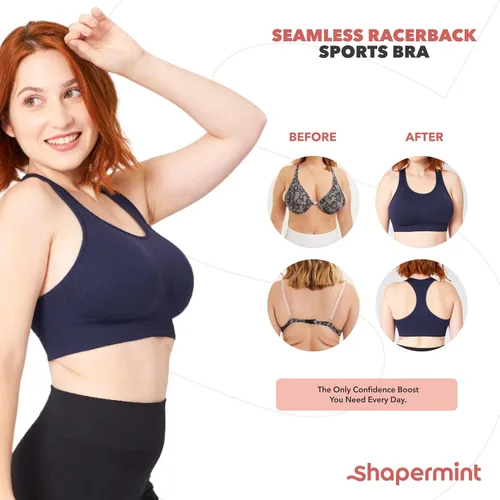 Vista 8 de SHAPERMINT Sujetadores deportivos para mujer, sujetadores de entrenamiento para mujer, brasier deportivo de talla grande, tops de entrenamiento