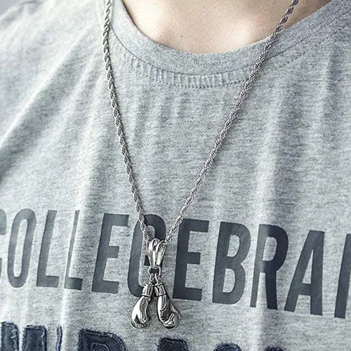 Vista 4 de Collar para hombre con dije de cadena de acero inoxidable 316L punk M