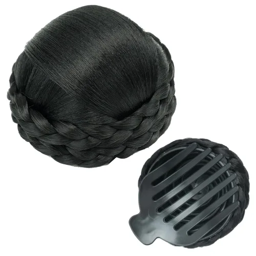 Vista 9 de IMISSU Trenzado Chignon Dancer Hair Donut Hairpieces Scrunchie Claw Hair Moño Updo para bodas y fiestas (M3 rubio ceniza)