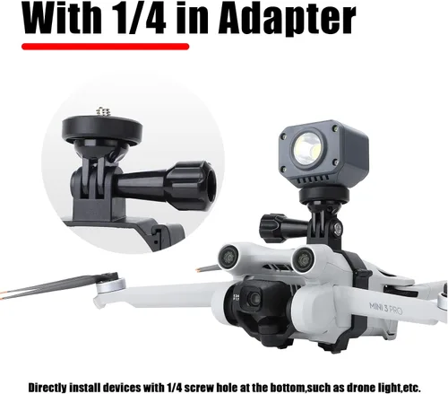 Vista 3 de Mini 3 Pro Adaptador Mount Bundle para DJI Mini 3 Pro Drone Action 2 para Gopro Hero 10/9/8 Insta360 Go 3/2/1 Cámaras Soporte Extendido Accesorios