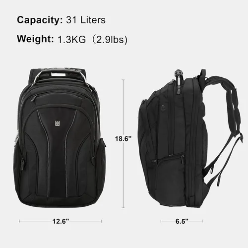 Vista 2 de LEVEL8 Mochila para laptop, mochila de trabajo para hombres y mujeres, bolsa de computadora de viaje para negocios, compatible con laptop y portátil