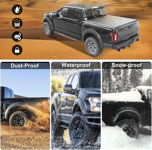 Vista 8 de Lyon Cover 5'7" 67.4pulg. Cubierta suave plegable en cuatro partes para cama de camioneta, compatible con Dodge Ram 1500 2009-2026