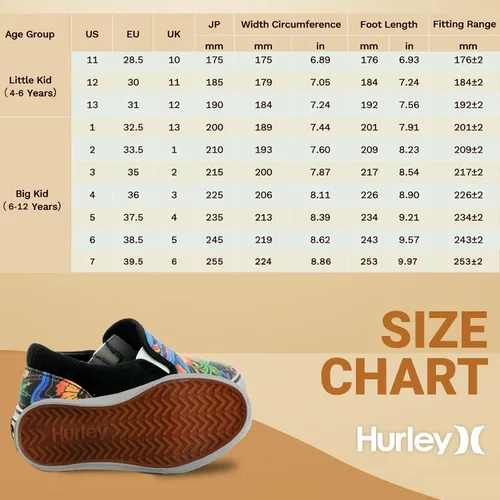 Vista 6 de Hurley Zapatos deportivos de lona sin cordones para niños, zapatos deportivos de corte bajo para niños y niñas, tenis casuales
