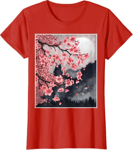 Vista 65 de Sakura - Camiseta japonesa de cerezo en flor japonesa, Negro, S