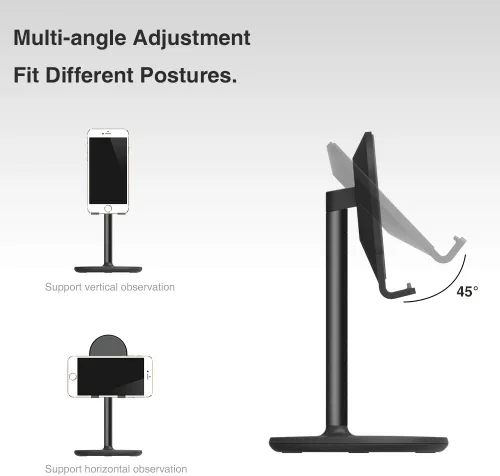 Vista 6 de Bright Stone - Soporte para teléfono de escritorio, soporte ajustable para teléfono de escritorio, compatible con Negro