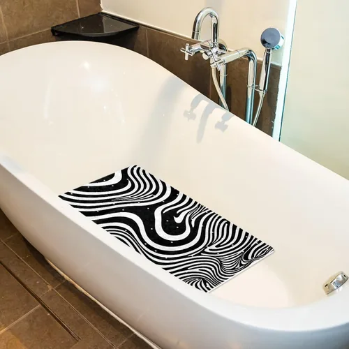 Vista 5 de Tapetes de baño y ducha, tapete de baño antideslizante con agujeros de drenaje y ventosas para suelo de baño, 15.1 x 26.8 pulgadas