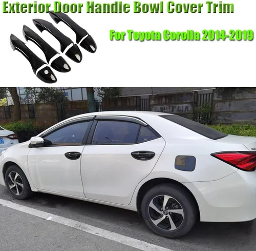 Vista 2 de 8 piezas de plástico ABS para exterior de la manija de la puerta, marco de la puerta, accesorios de decoración para Toyota Corolla 2014-2019,