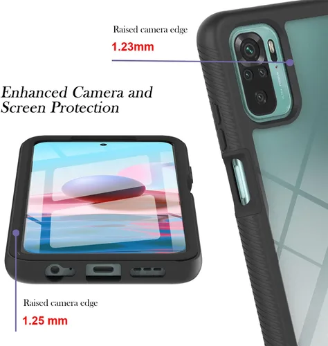 Vista 5 de IVY Funda resistente 3in1 Heavy Armor con protector de pantalla incorporado para Xiaomi Redmi Note 10 4G/Note 10S Case - Negro