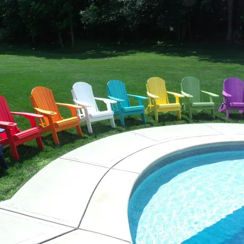 Vista 2 de Furniture Barn USA Silla Adirondack plegable de polietileno, azul Aruba Azul (Aruba Blue)