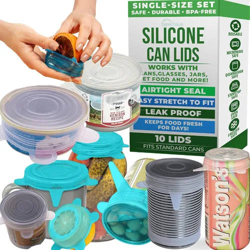 Vista 13 de Tapas elásticas de silicona reutilizables para almacenamiento de alimentos en el refrigerador, fundas elásticas resistentes al calor, tazas, latas
