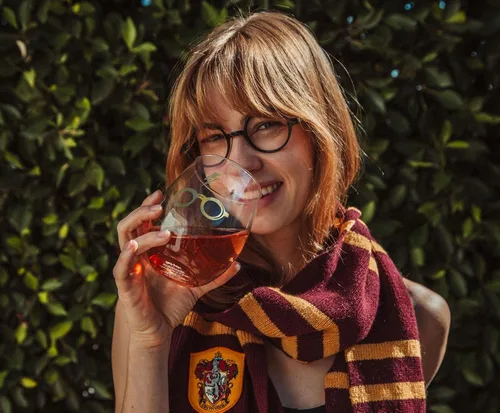 Vista 2 de Toynk Harry Potter Icons - Copas de vino sin tallo, juego de 4 vasos de 20 onzas para mimosas, cócteles