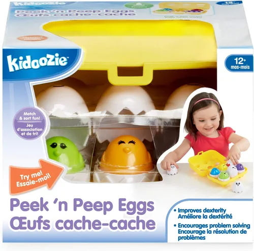 Vista 7 de Kidoozie Peek N Peep Eggs - Juguete de clasificación y apilamiento mentalmente estimulante para edades de 1 año en adelante, una forma divertida
