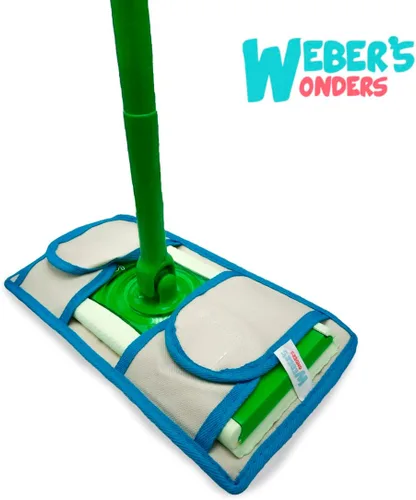 Vista 7 de Paquete de 4 almohadillas de microfibra Weber's Wonders para trapeador, lavables, reutilizables, duraderas, compatibles con cabezales Swiffer