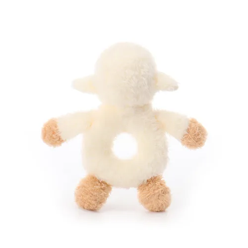 Vista 5 de Apricot Lamb Baby Lovey - Sonajero suave de cordero, animal de peluche para recién nacido, agitador suave con agarre de mano para más de 0 meses