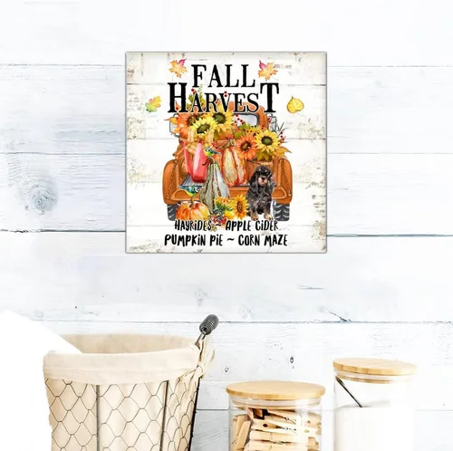 Vista 6 de Señal de madera retro de otoño para el día de la cosecha, letrero de madera para el día de la cosecha, placa de pared para colgar en la pared