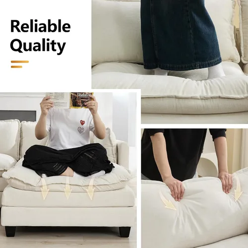 Vista 5 de Sofá modular en forma de nube de 113 pulgadas, sofás de asiento profundo de gran tamaño para sala de estar, sofá modular tapizado de chenilla