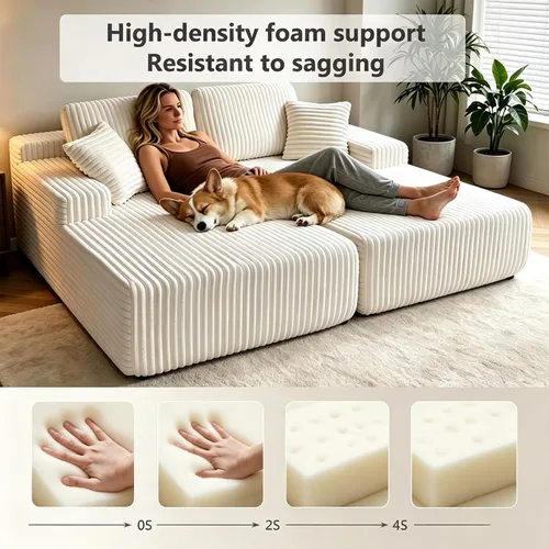 Vista 3 de WHGBJA Sofá cama 3 en 1 para sala de estar/dormitorio, convertible, modular Tumbona sin huesos de 79 pulgadas, sofá biplaza de gran tamaño, sofá