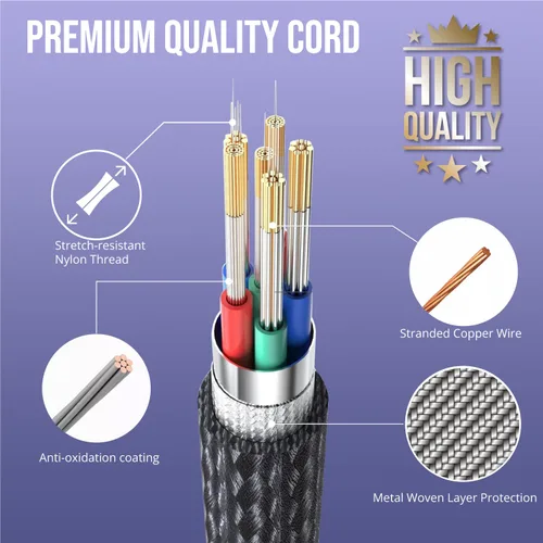 Vista 7 de Cable de carga rápida de nailon trenzado USB A a USB C de 3 pies, compatible con iPhone 17/17 Pro/16e/16 Plus/15 Pro/15, Samsung Galaxy