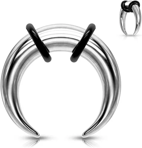 Vista 2 de Pierced Owl - Anillo de nariz de acero inoxidable 8-14GA con 2 juntas tóricas negras