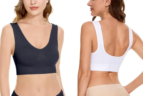 Vista 2 de Bralettes sin aros para mujer, sin relleno, sin costuras, cómodos, sin varillas, paquete de 3