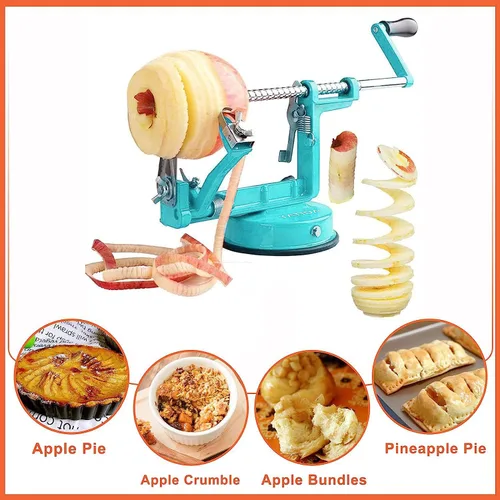 Vista 6 de Descorazonador pelador de manzanas, pelador de manzanas de hierro fundido cromado de larga duración con cuchillas de acero inoxidable y potente base