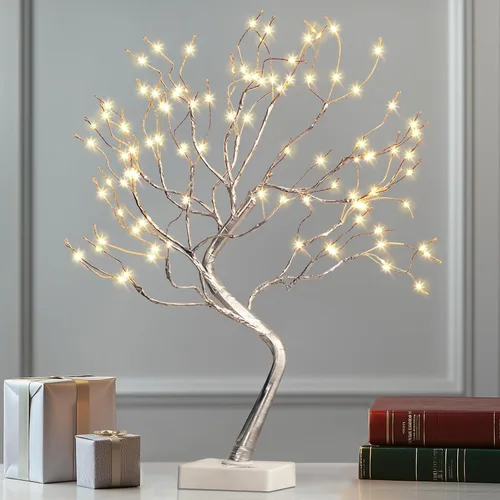 Vista 13 de EAMBRITE Soporte para Regalo de Árbol de Dinero, Árbol de Abedul Iluminado de 2 Pies 24LED, Temporizador Alimentado por Batería/USB, Pantalla