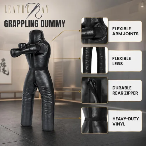 Vista 3 de Jiu Jitsu Judo Saco de boxeo Grappling Maniquí posición de pie Lucha Lucha Lanzamiento BJJ Dummy Jiu Jitsu Saco de boxeo Negro -Sin relleno