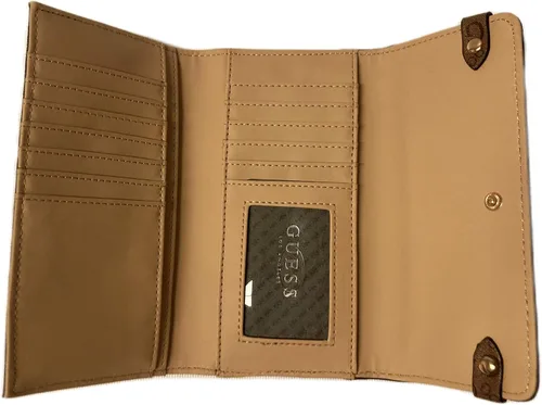 Vista 3 de GUESS Factory Cartera de mano delgada con logotipo de Keston para mujer, Marrón, M