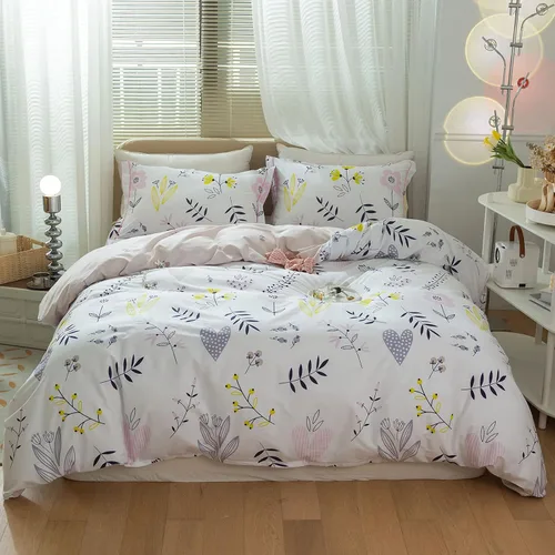 Vista 19 de mixinni Juego de funda de edredón de algodón floral para niñas y adolescentes, con lazos de cremallera, fácil cuidado, ultra suave y transpirable