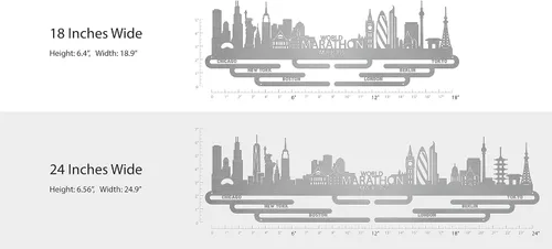 Vista 5 de Allied Medal Hangers World Marathon Majors (Cityscape) (18 pulgadas de ancho con 7 barras colgantes) - Estante de exhibición para colgar medallas