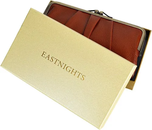 Vista 7 de EASTNIGHTS Billeteras de cuero suave para mujer, compactas, plegables, RFID, monedero con cremallera y cierre de beso