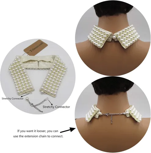 Vista 5 de Trimscraft collar collar de perlas simuladas desmontable falso collar gargantilla ropa accesorio para mujer