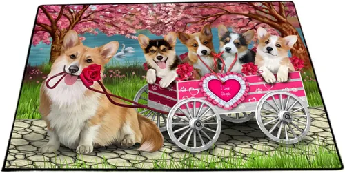 Vista 14 de Doggie of the Day Corgi Dogs Floor Mat - 4th of July Independence Day - Best Dog Doormat - Protector Decor - Unique Portrait Art - Premium Quality