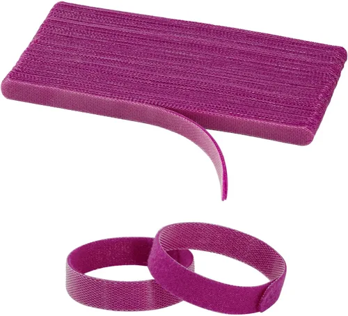 Vista 11 de YOVXLO 50 piezas bridas reutilizables de 6 pulgadas, lazos de sujeción ajustables, paño de microfibra para gestión de cables de conexión de Rosa