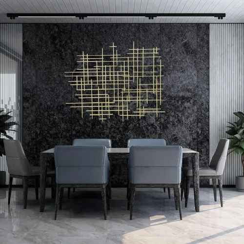 Vista 2 de Bellaa Arte de pared de metal con cruz, geométrico, abstracto, moderno, contemporáneo, 3D, para colgar, hierro forjado, escultura minimalista