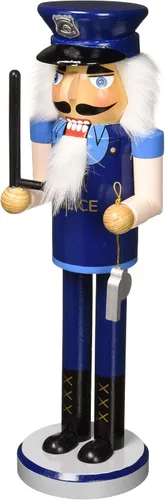Vista 2 de Santa's Workshop 70060 Cascanueces Policeman, 14" de alto, azul/negro